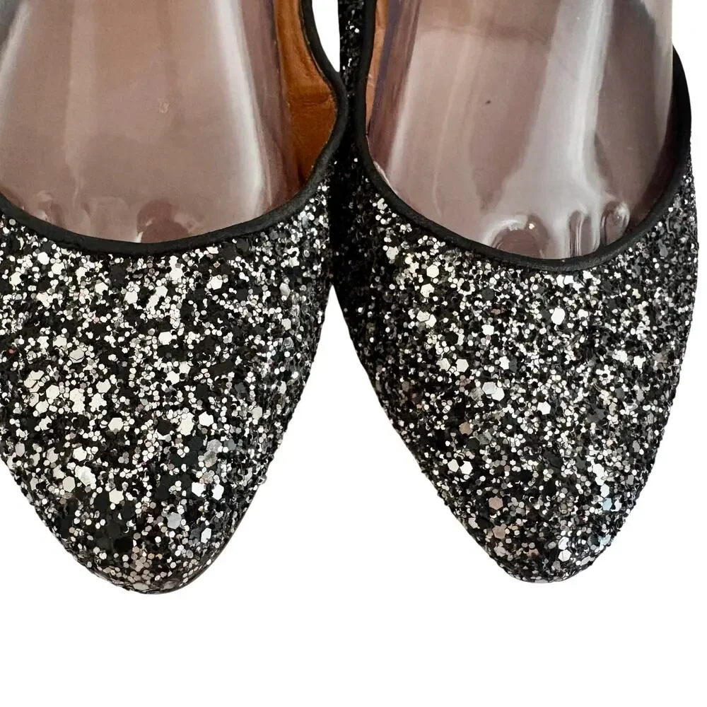 Madewell 1937 Black Glitter Sparkly Ballet Flats Pointed Toe Fairy Whimsygoth 9
